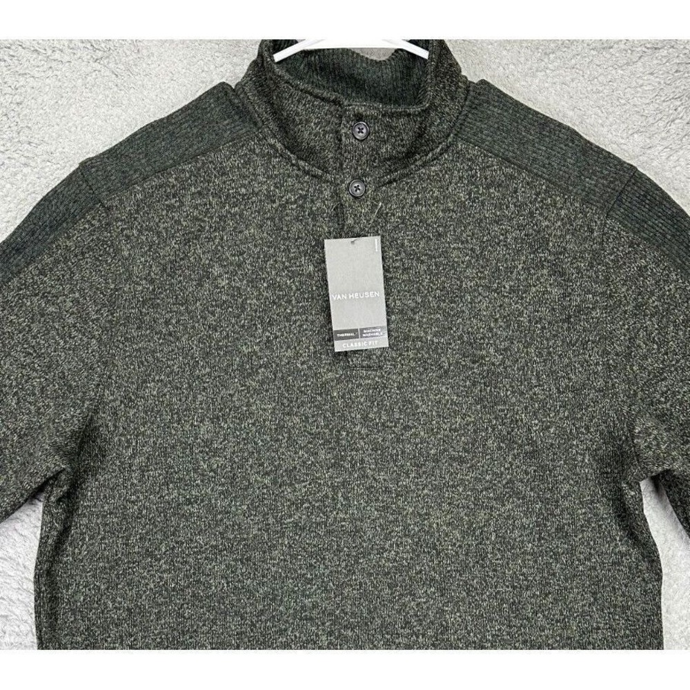 Van Heusen Fleece Sweater‎ Adult Large Green Sweatshirt Mens Pullover NEW